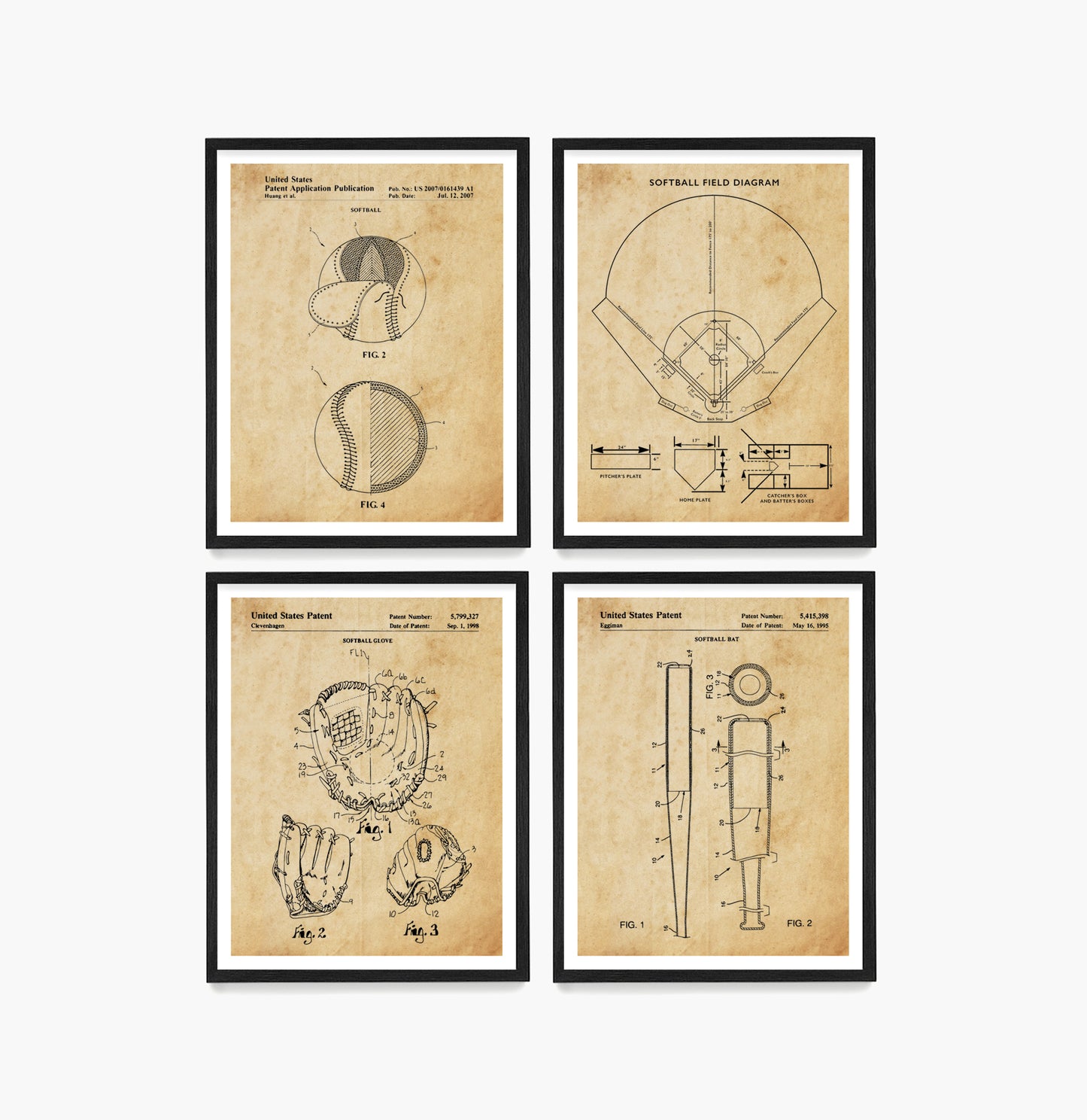 Softball Patent Poster, Softball Wall Art