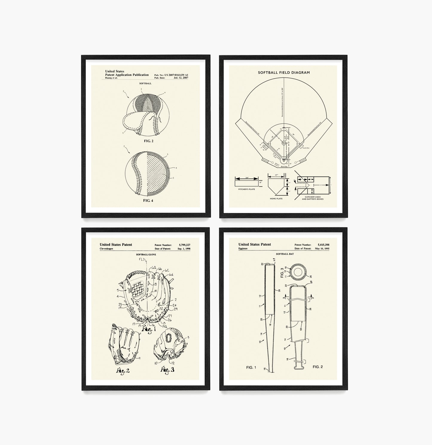 Softball Patent Poster, Softball Wall Art