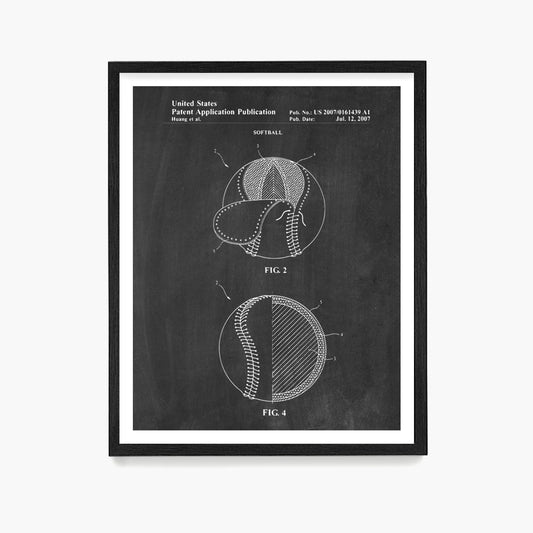 Softball Patent Poster, Softball Wall Art