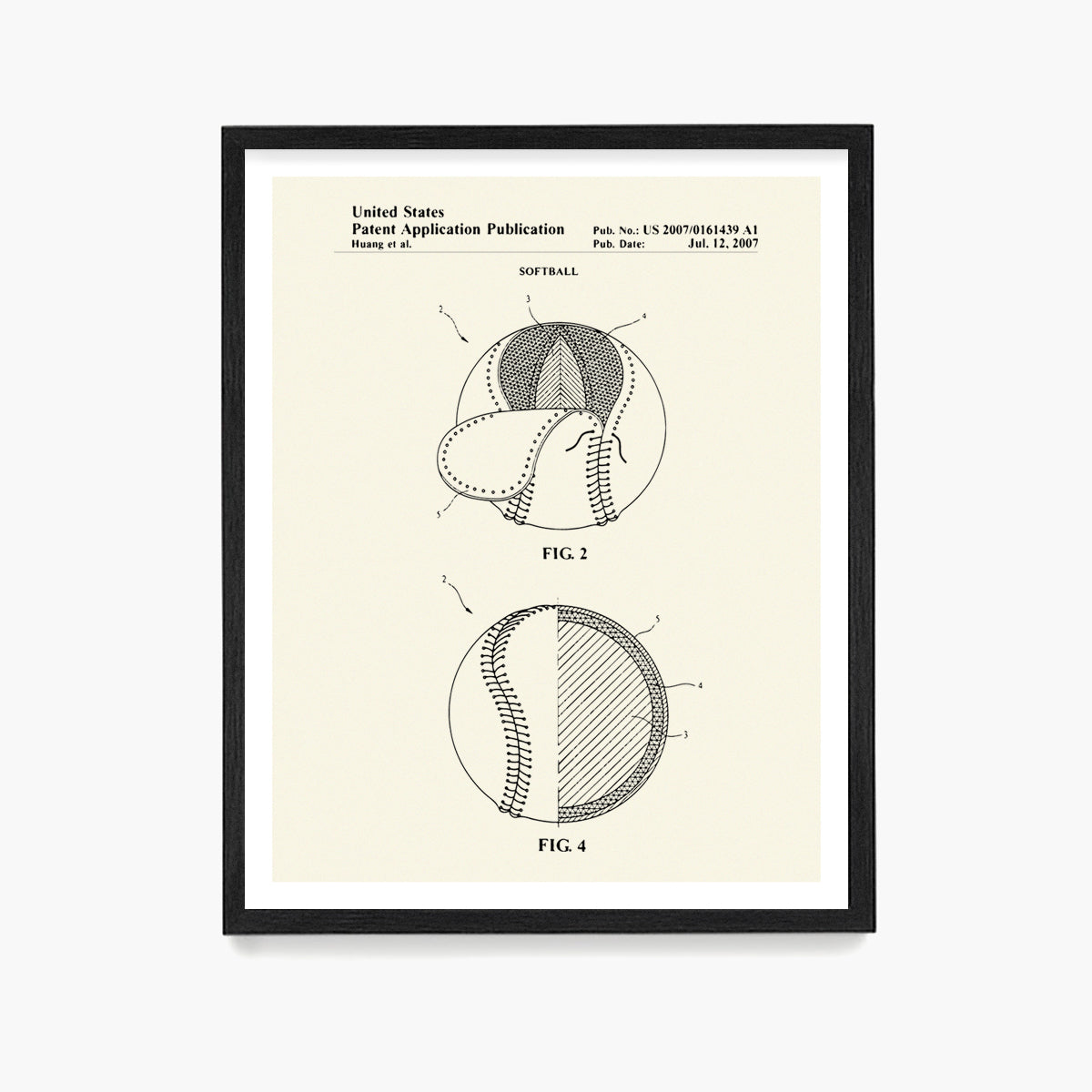 Softball Patent Poster, Softball Wall Art