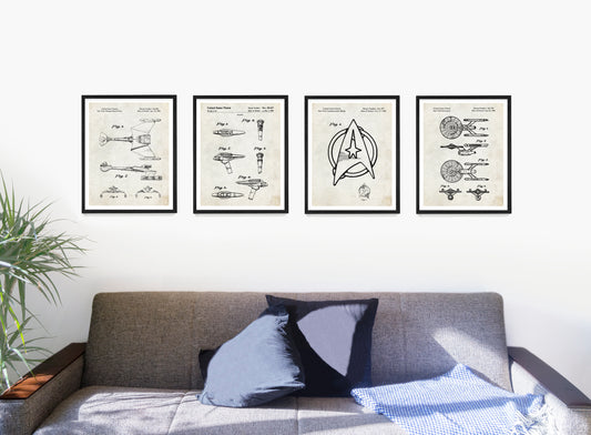 Star Trek Patent Wall Art, Star Trek Posters, Sci Fi Decor