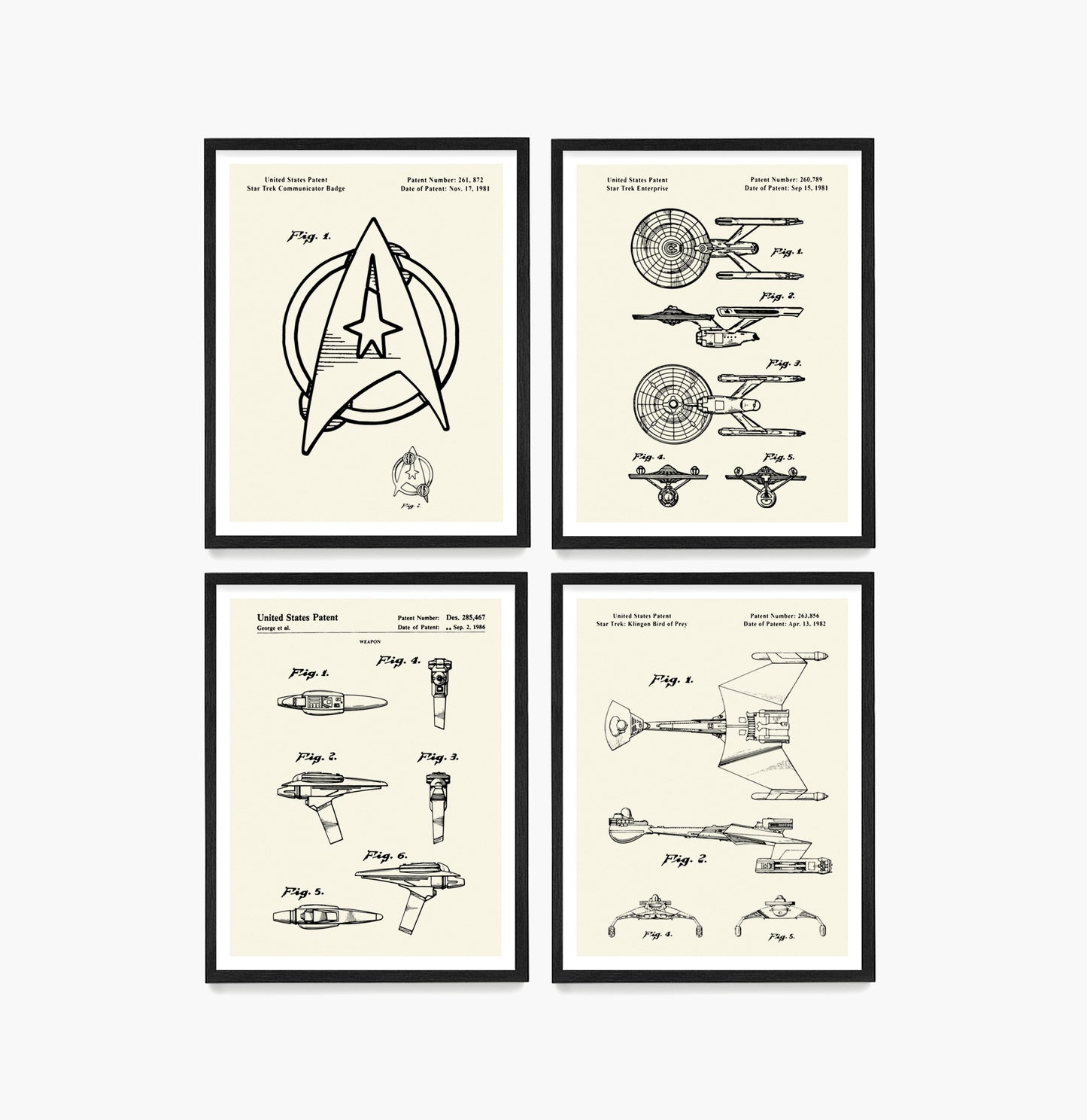Star Trek Patent Wall Art, Star Trek Posters, Sci Fi Decor
