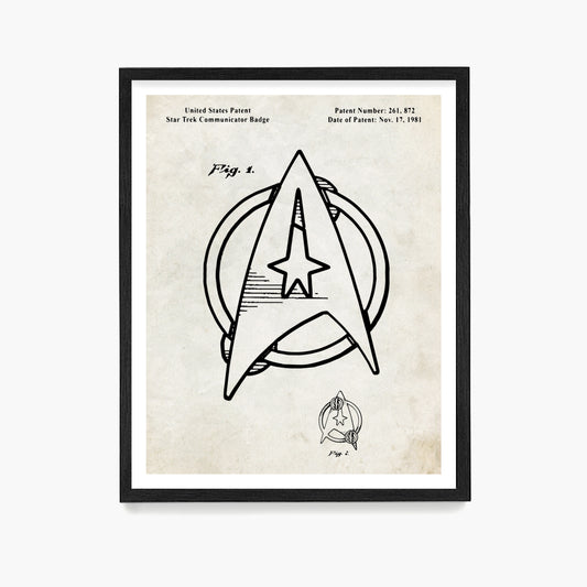 Star Trek Badge Patent Poster, Star Trek Wall Art