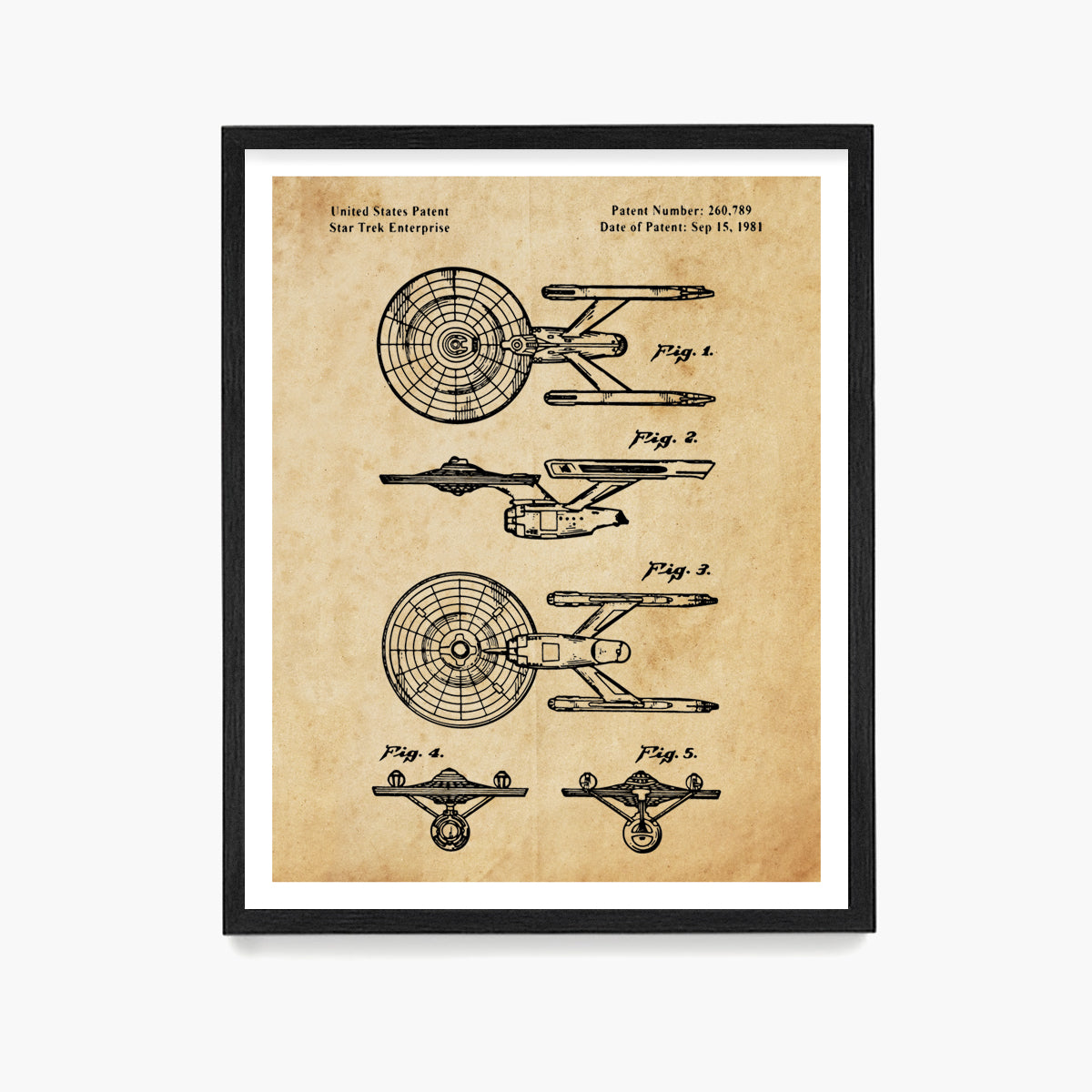 Star Trek Enterprise Patent Poster, Star Trek Wall Art