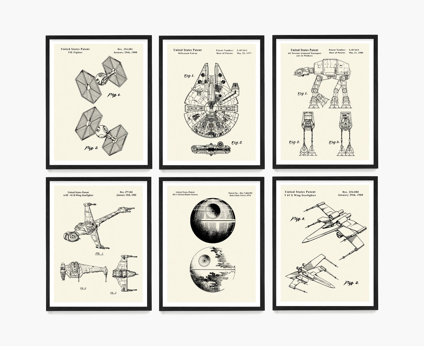 Star Wars Patent Wall Art Poster Set, Sci Fi Decor