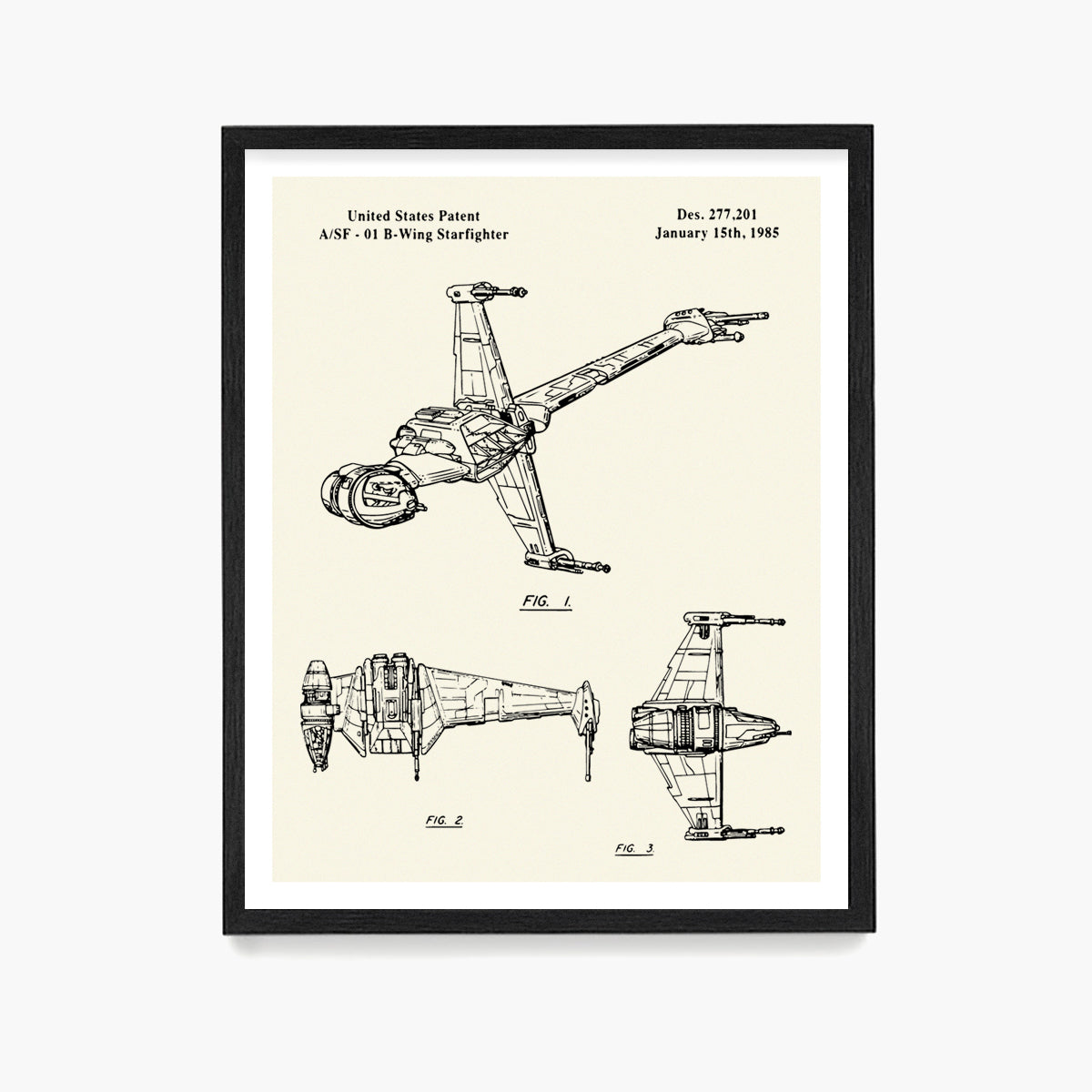 B Wing Patent Poster, Star Wars Patent Wall Art