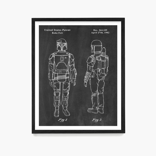 Star Wars Boba Fett Patent Poster, Mandalorian Patent Wall Art