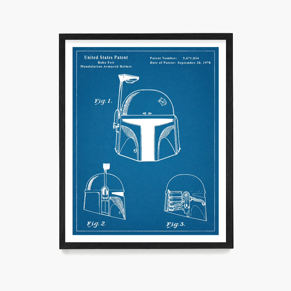 Star Wars Boba Fett Patent Poster, Star Wars Mandalorian Patent Wall Art