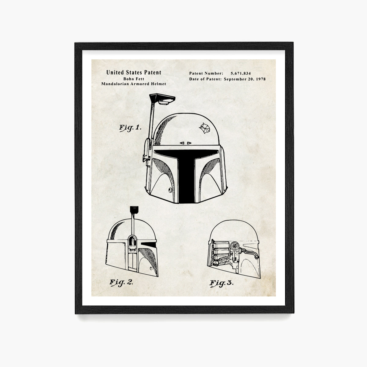 Star Wars Boba Fett Patent Poster, Star Wars Mandalorian Patent Wall Art