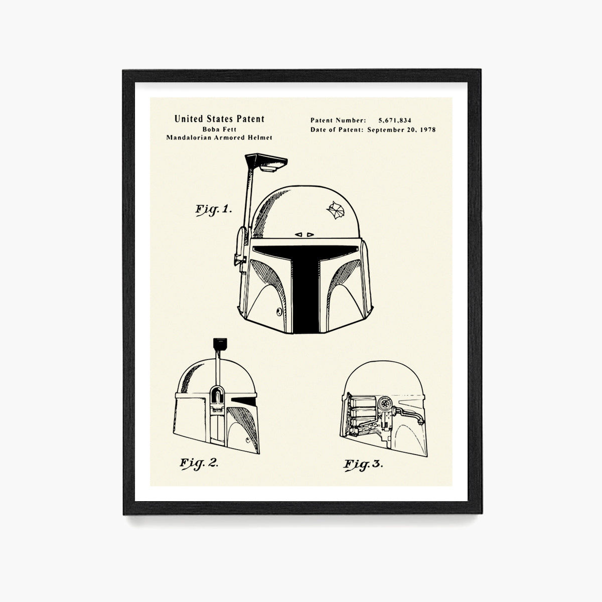 Star Wars Boba Fett Patent Poster, Star Wars Mandalorian Patent Wall Art