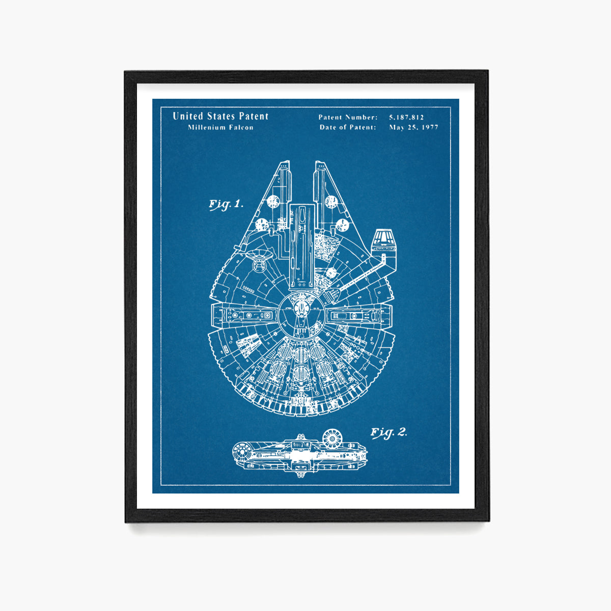 Millenium Falcon Patent Poster, Star Wars Patent Wall Art