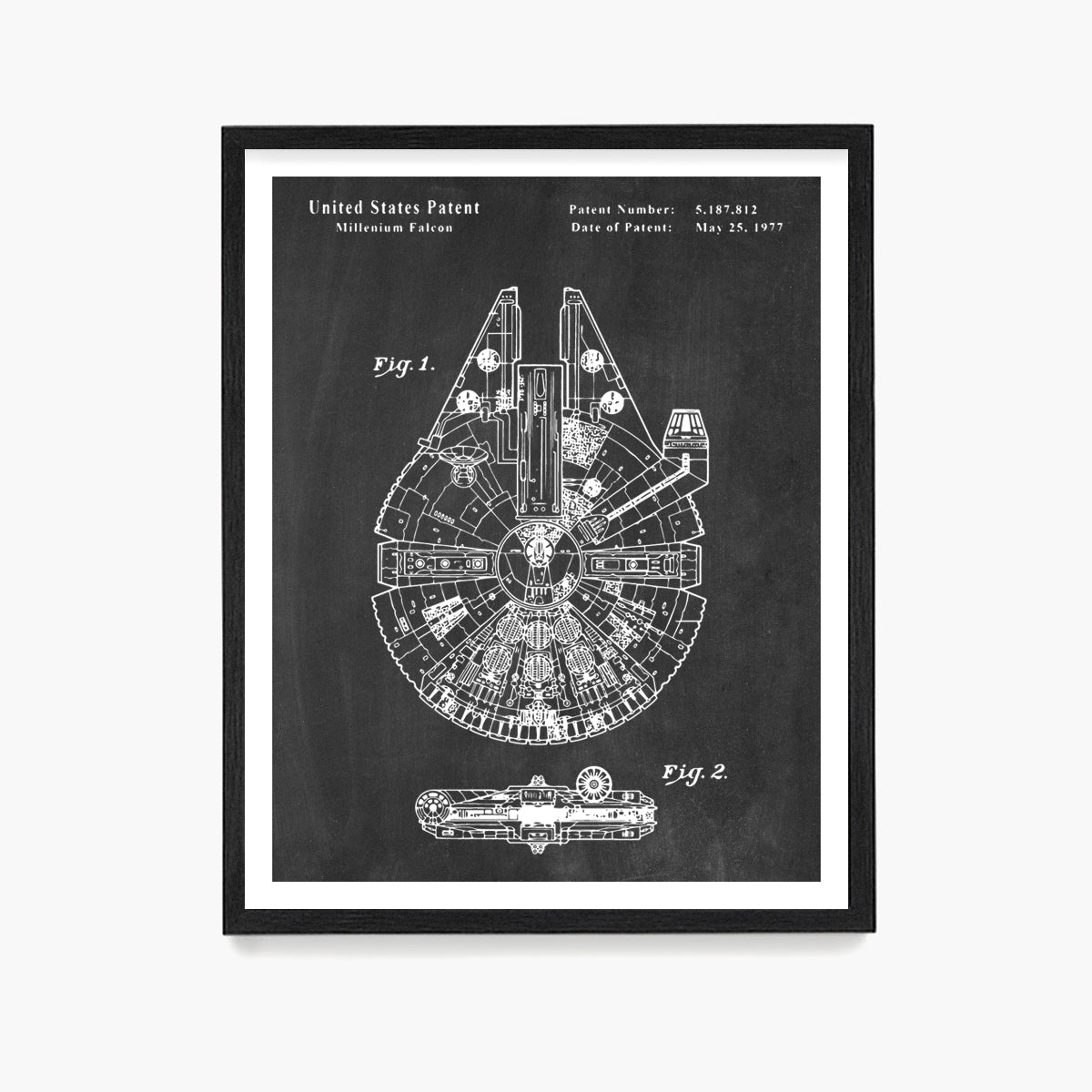 Millenium Falcon Patent Poster, Star Wars Patent Wall Art