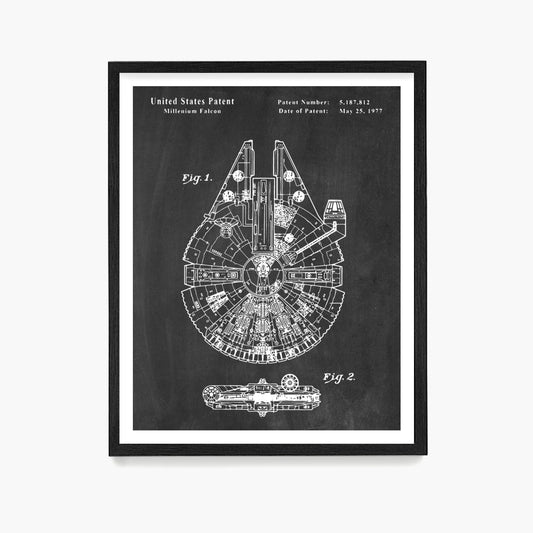 Millenium Falcon Patent Poster, Star Wars Patent Wall Art