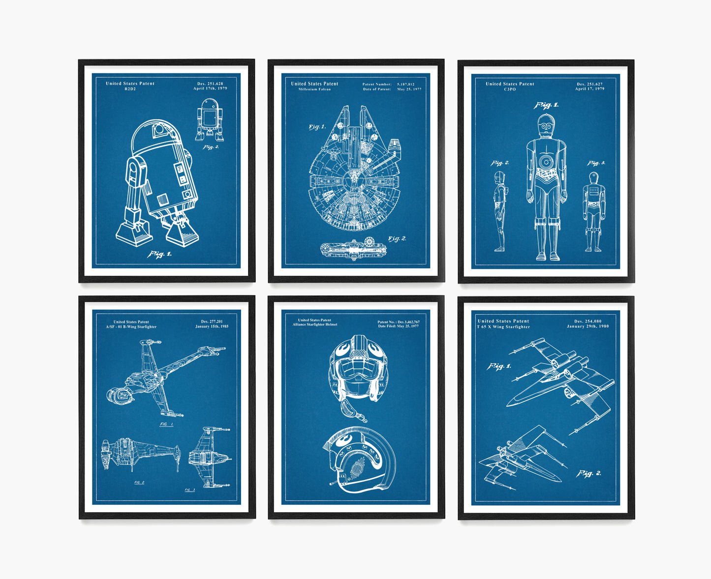 Star Wars Patent Wall Art Poster Set, Jedi Rebellion Sci Fi Decor