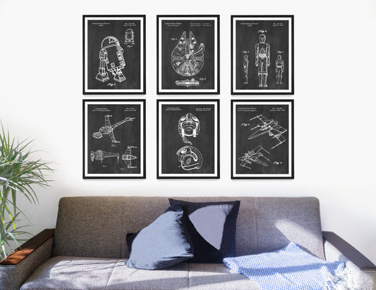 Star Wars Patent Wall Art Poster Set, Jedi Rebellion Sci Fi Decor