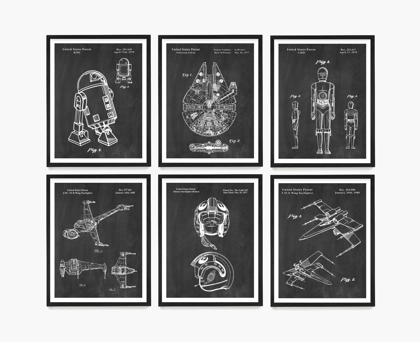 Star Wars Patent Wall Art Poster Set, Jedi Rebellion Sci Fi Decor