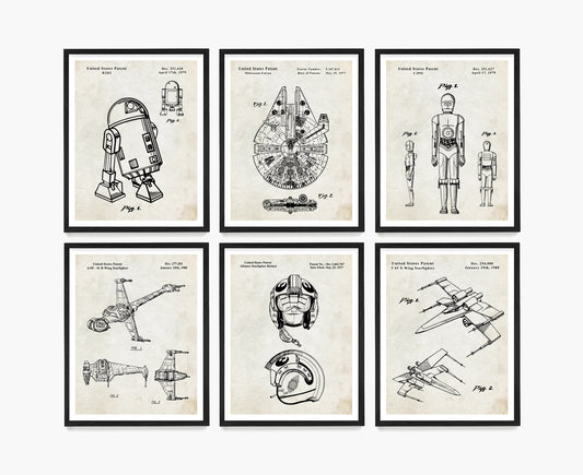 Star Wars Patent Wall Art Poster Set, Jedi Rebellion Sci Fi Decor