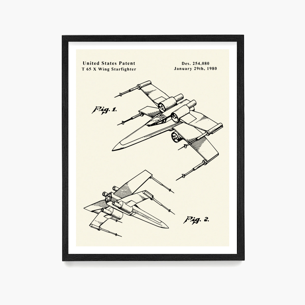 X Wing Patent Poster, Star Wars Patent Wall Art