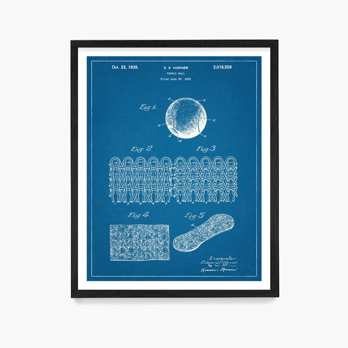 Tennis Court Ball Patent Poster, Tennis Wall Art