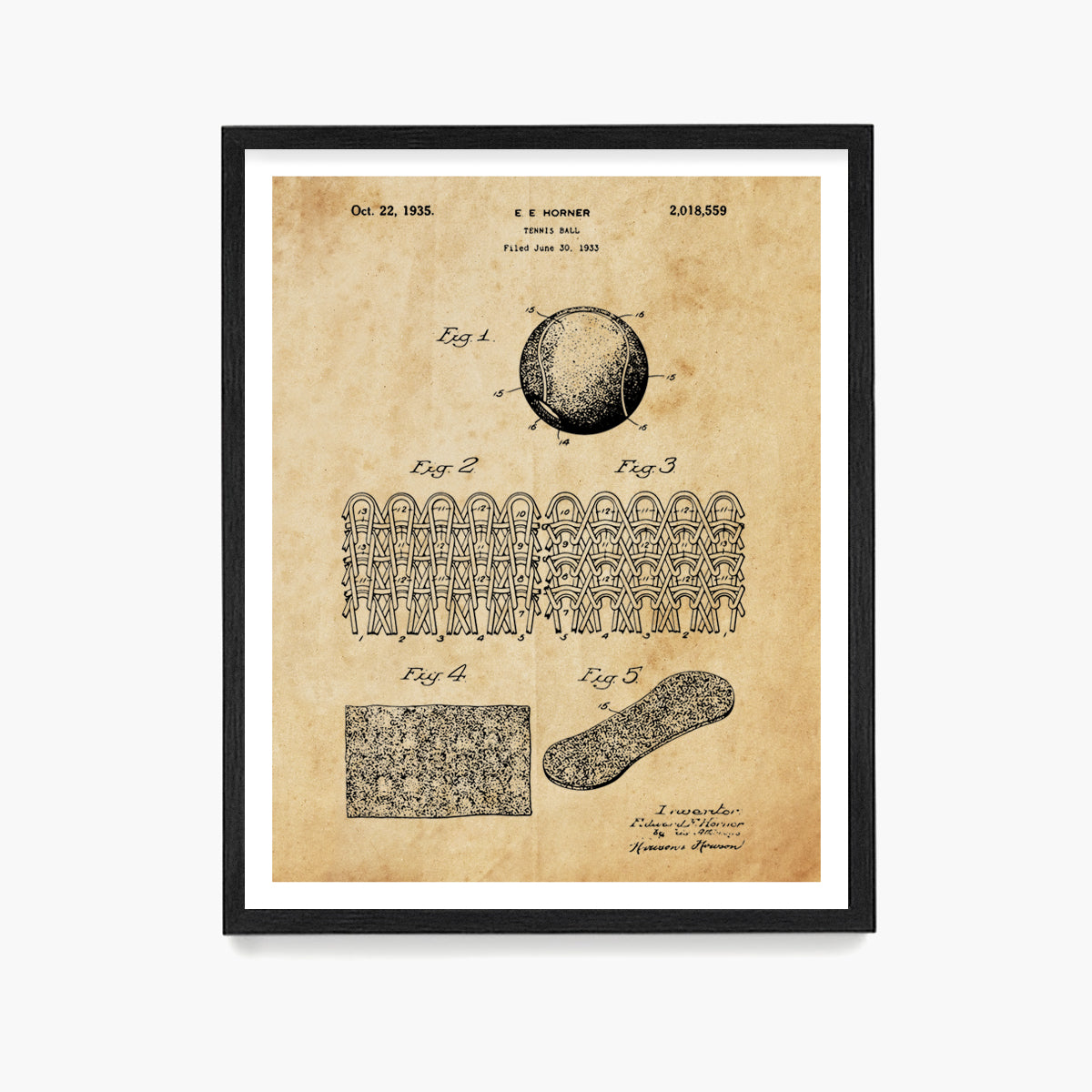 Tennis Court Ball Patent Poster, Tennis Wall Art