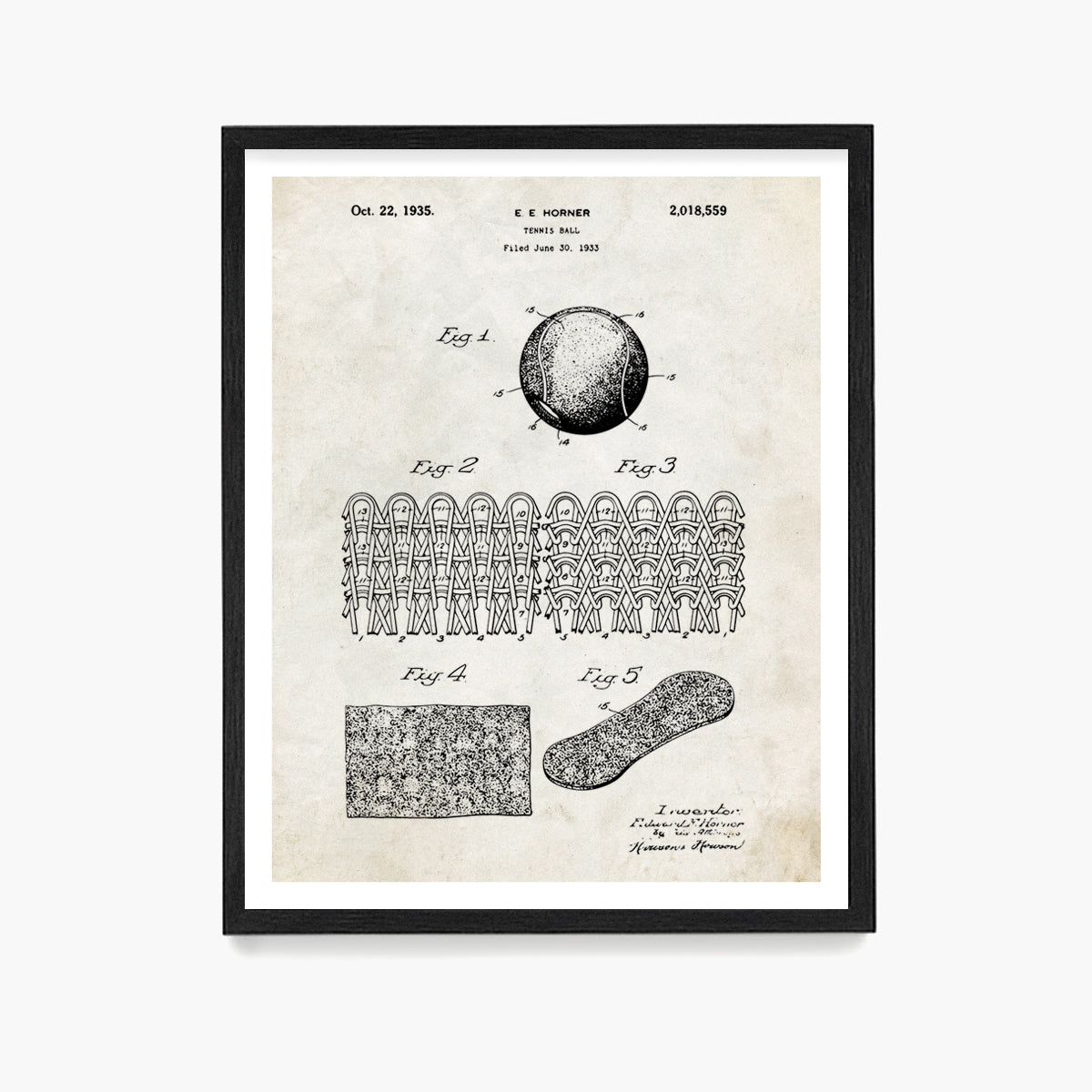 Tennis Court Ball Patent Poster, Tennis Wall Art