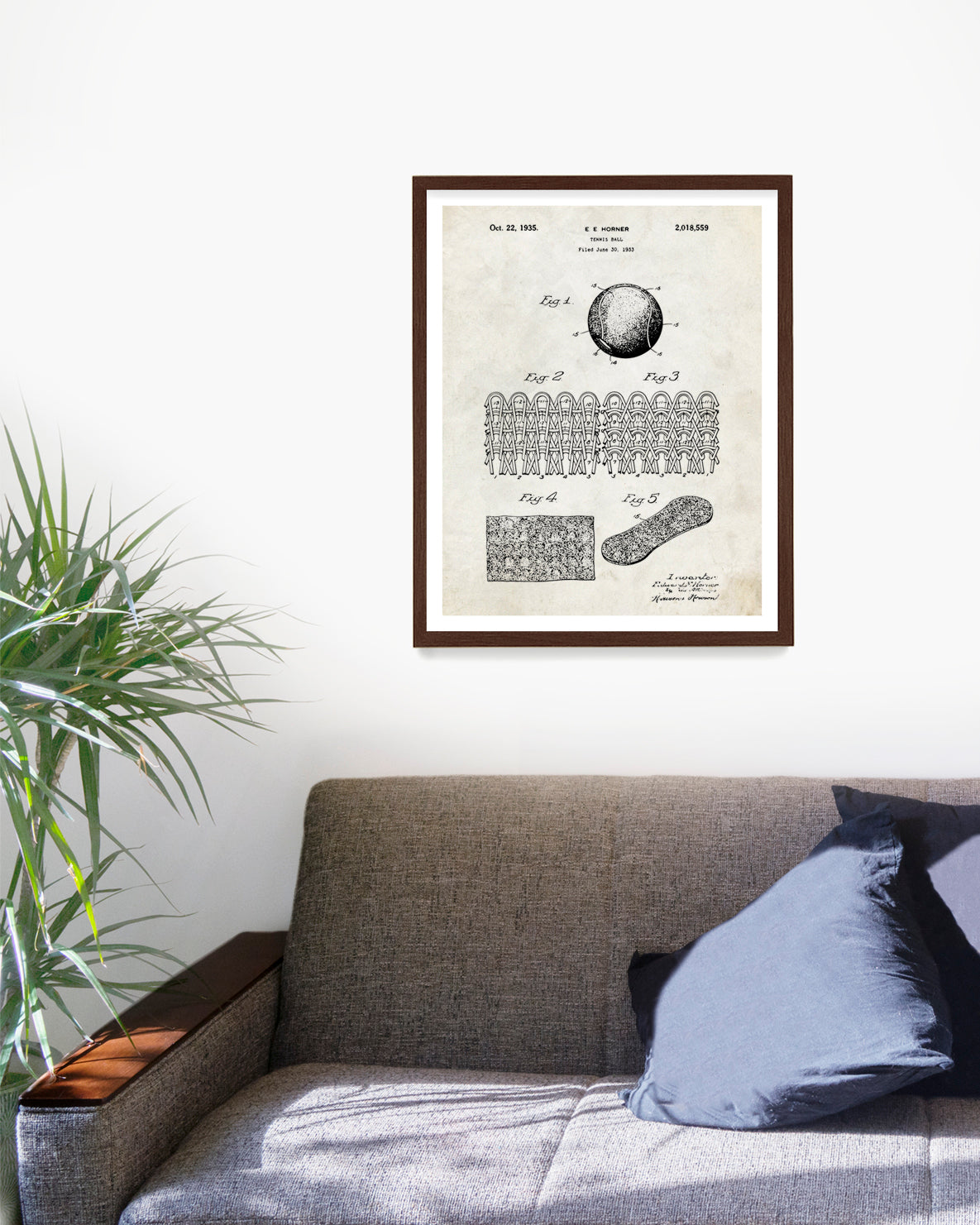 Tennis Court Ball Patent Poster, Tennis Wall Art