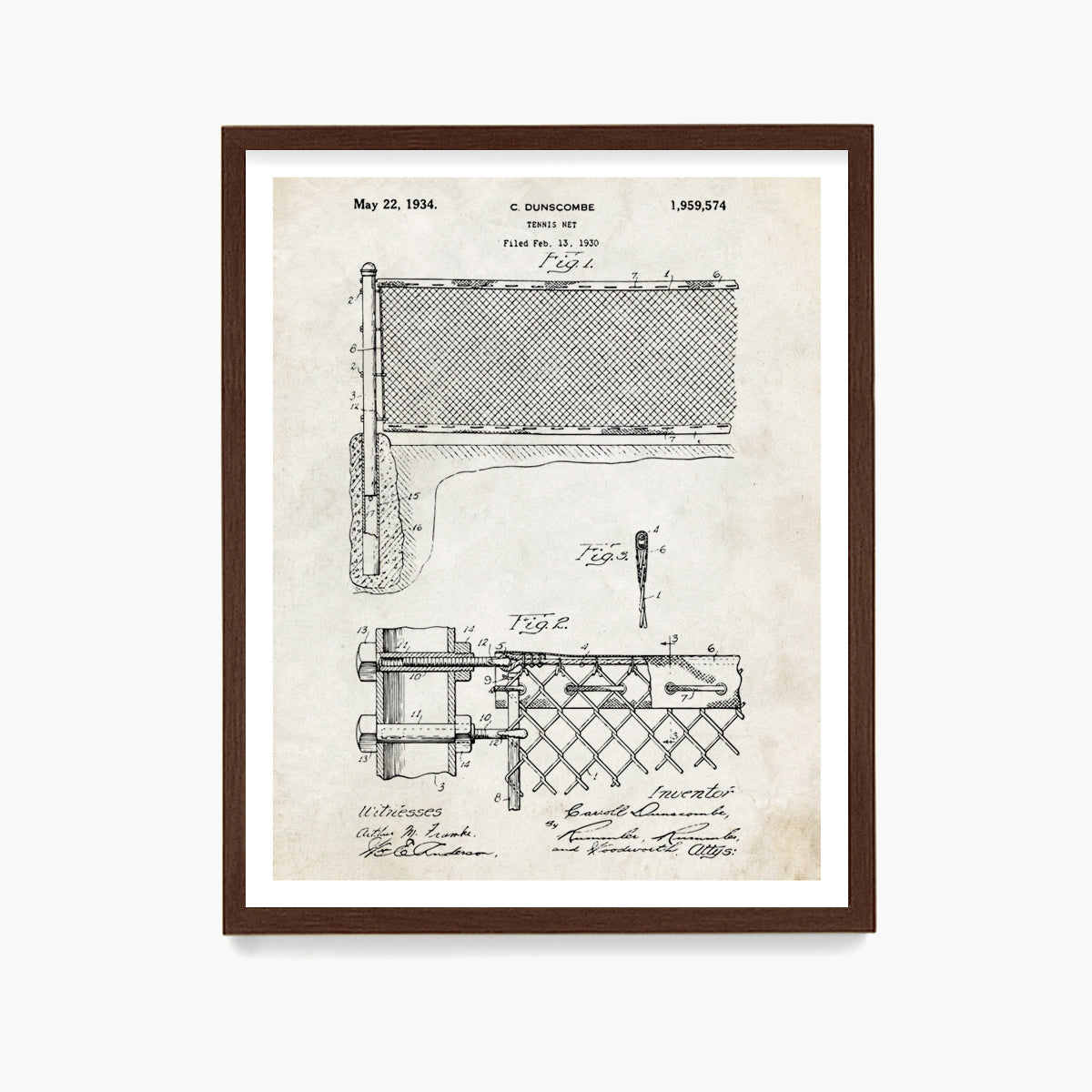 Tennis Net Patent Poster, Tennis Wall Art