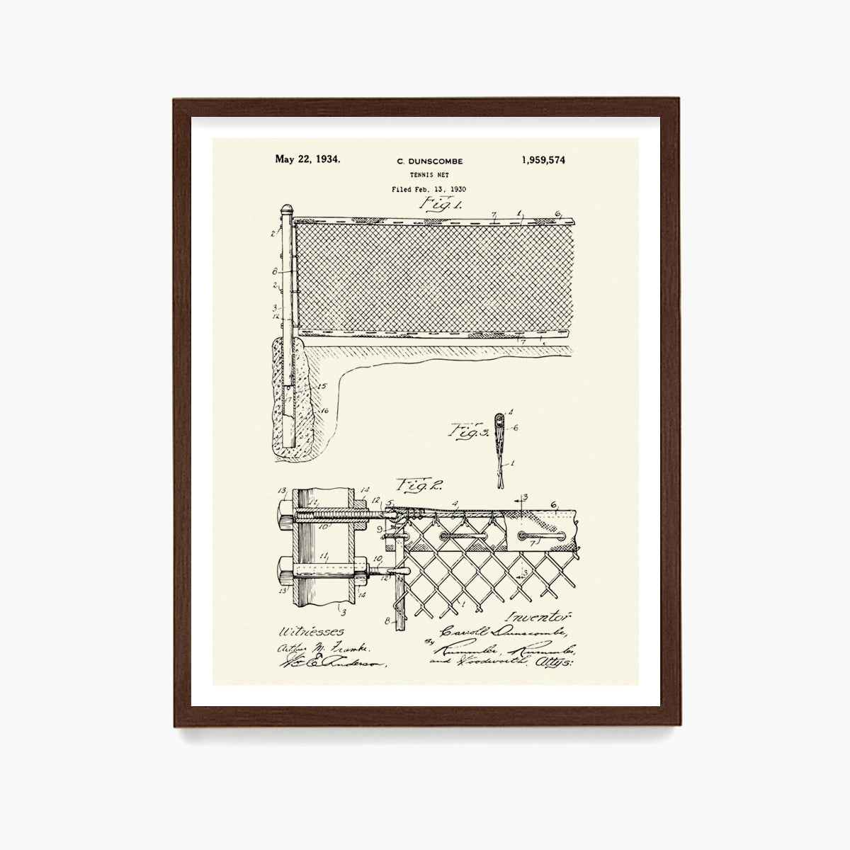 Tennis Net Patent Poster, Tennis Wall Art