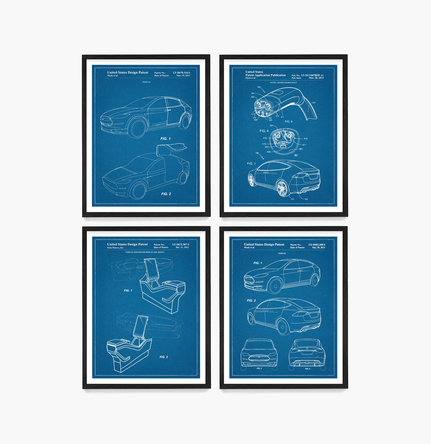 Tesla Car Patent Wall Art, Tesla Posters
