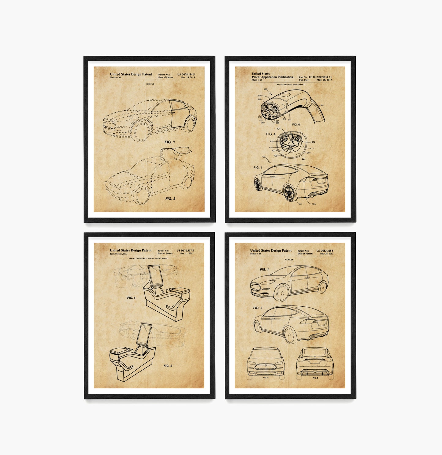 Tesla Car Patent Wall Art, Tesla Posters