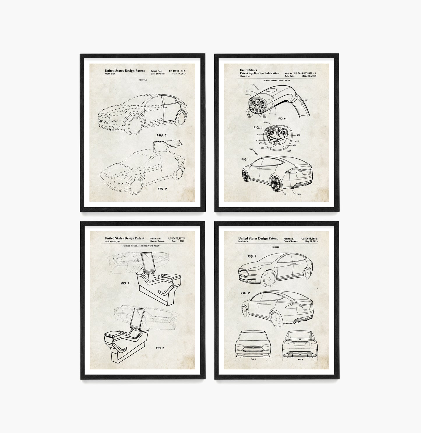 Tesla Car Patent Wall Art, Tesla Posters