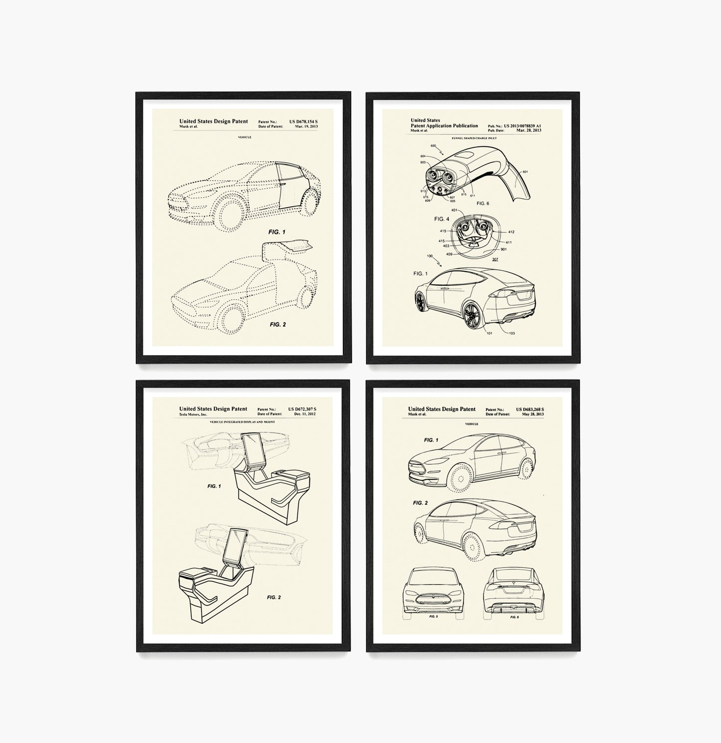 Tesla Car Patent Wall Art, Tesla Posters