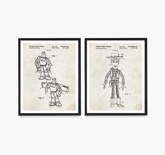 Toy Story Patent Wall Art, Buzz Lightyear Woody Posters