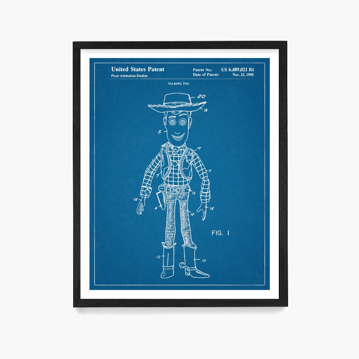 Woody Toy Story Patent Poster, Toy Story Patent Wall Art