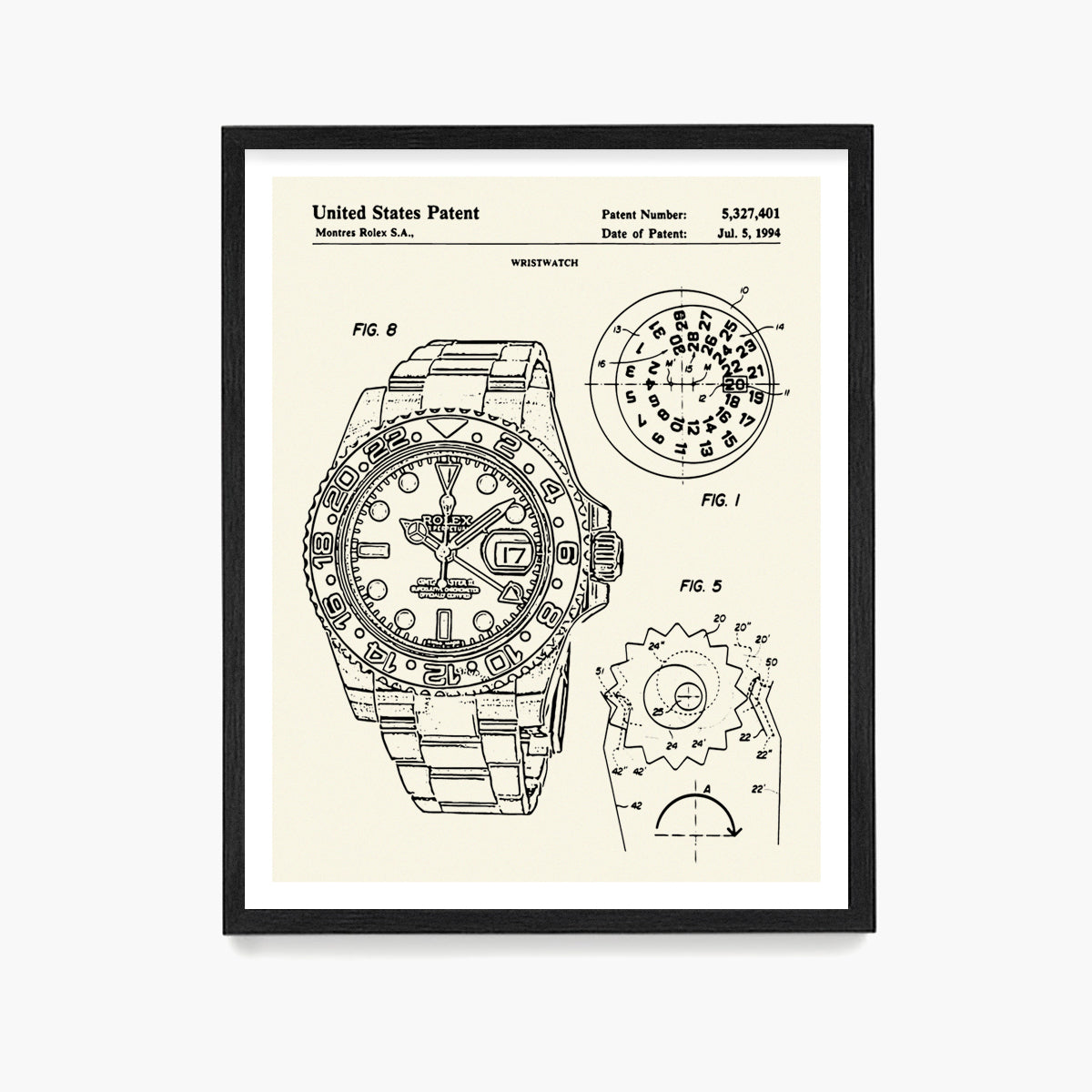 Rolex Watch Patent Poster, Watch Wall Art