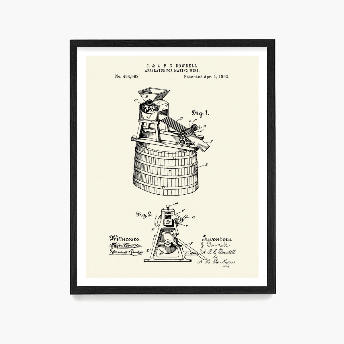 Wine Making Patent Poster, Kitchen Wall Art