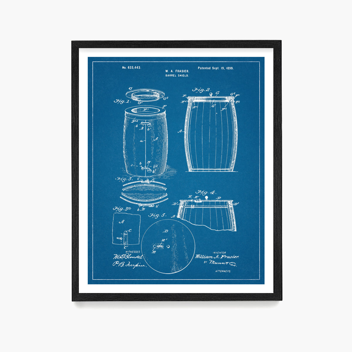 Wine Barrel Patent Poster, Kitchen Wall Art