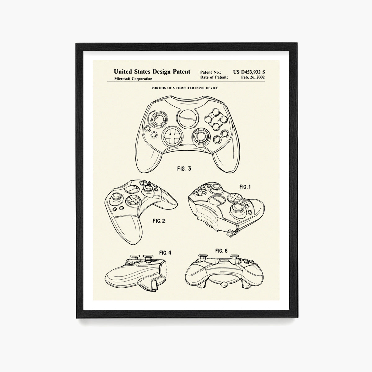 Xbox Controller Patent Poster, Video Game Wall Art