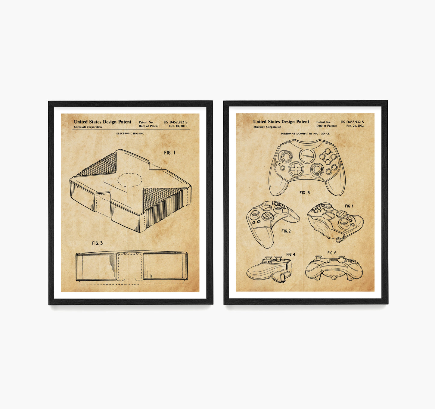 Xbox Video Game Patent Wall Art, Video Game Console Controller Poster