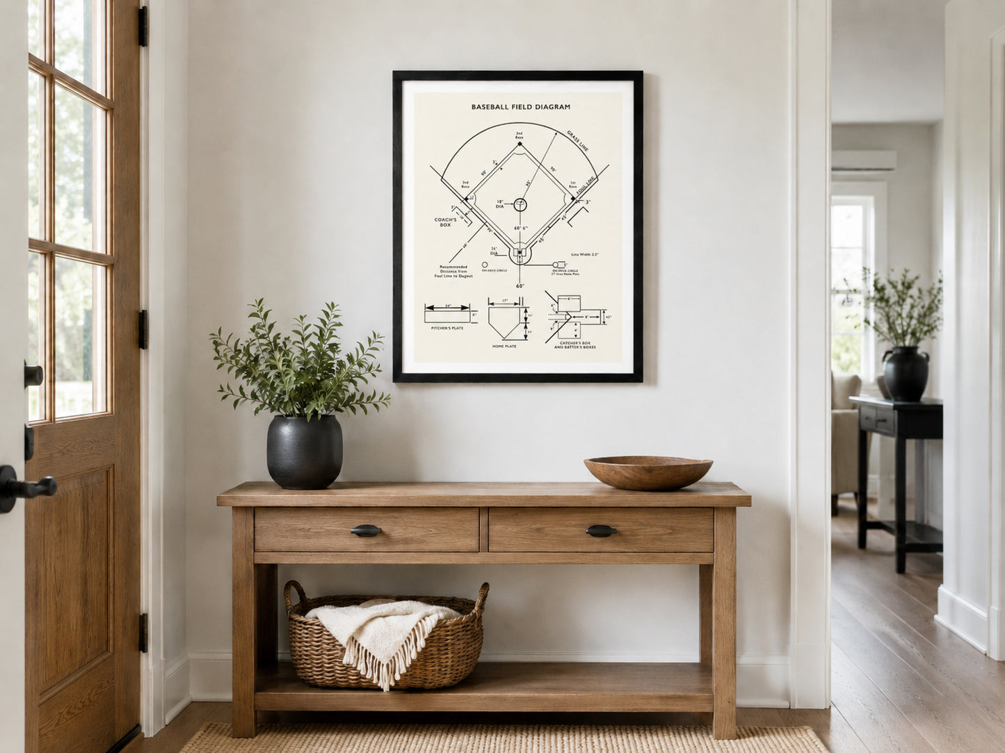 Baseball Field Diagram Poster, Baseball Wall Art