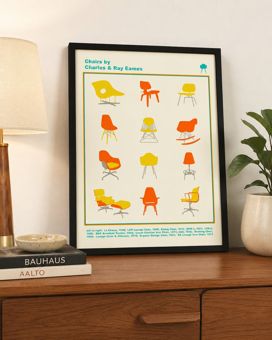 Eames Chair Typology Poster, Mid-Century Wall Art