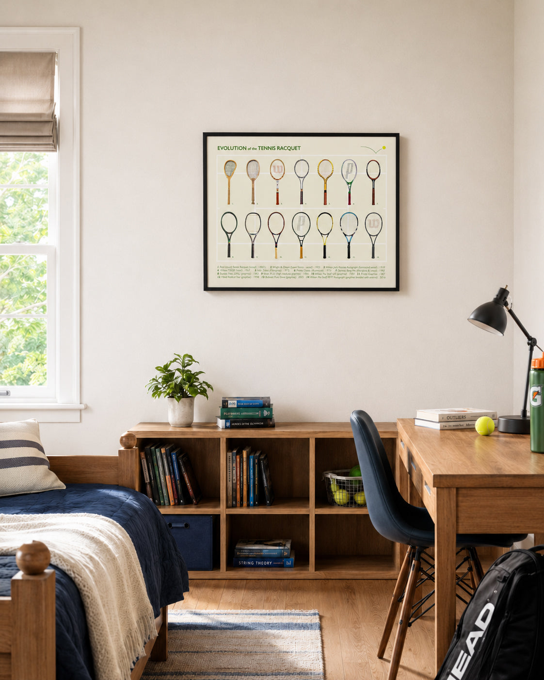 Tennis Poster, Evolution of the Tennis Racket, Tennis Wall Art