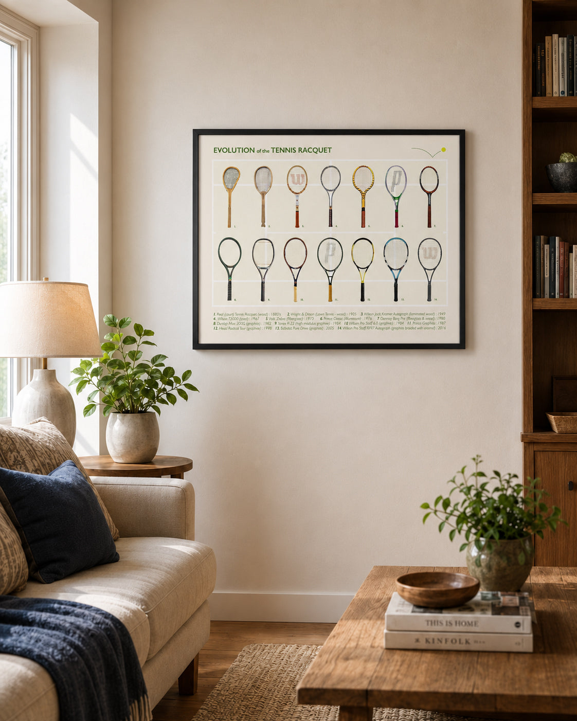 Tennis Poster, Evolution of the Tennis Racket, Tennis Wall Art