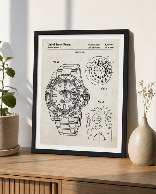 Rolex Watch Patent Poster, Watch Wall Art