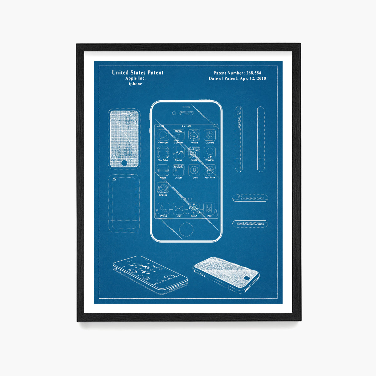 Apple Iphone Patent Poster, Computer Tech Wall Art