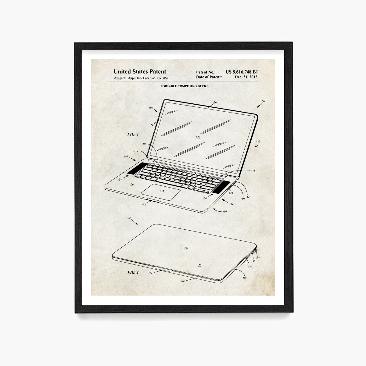 Apple Powerbook Laptop Patent Poster, Computer Tech Wall Art
