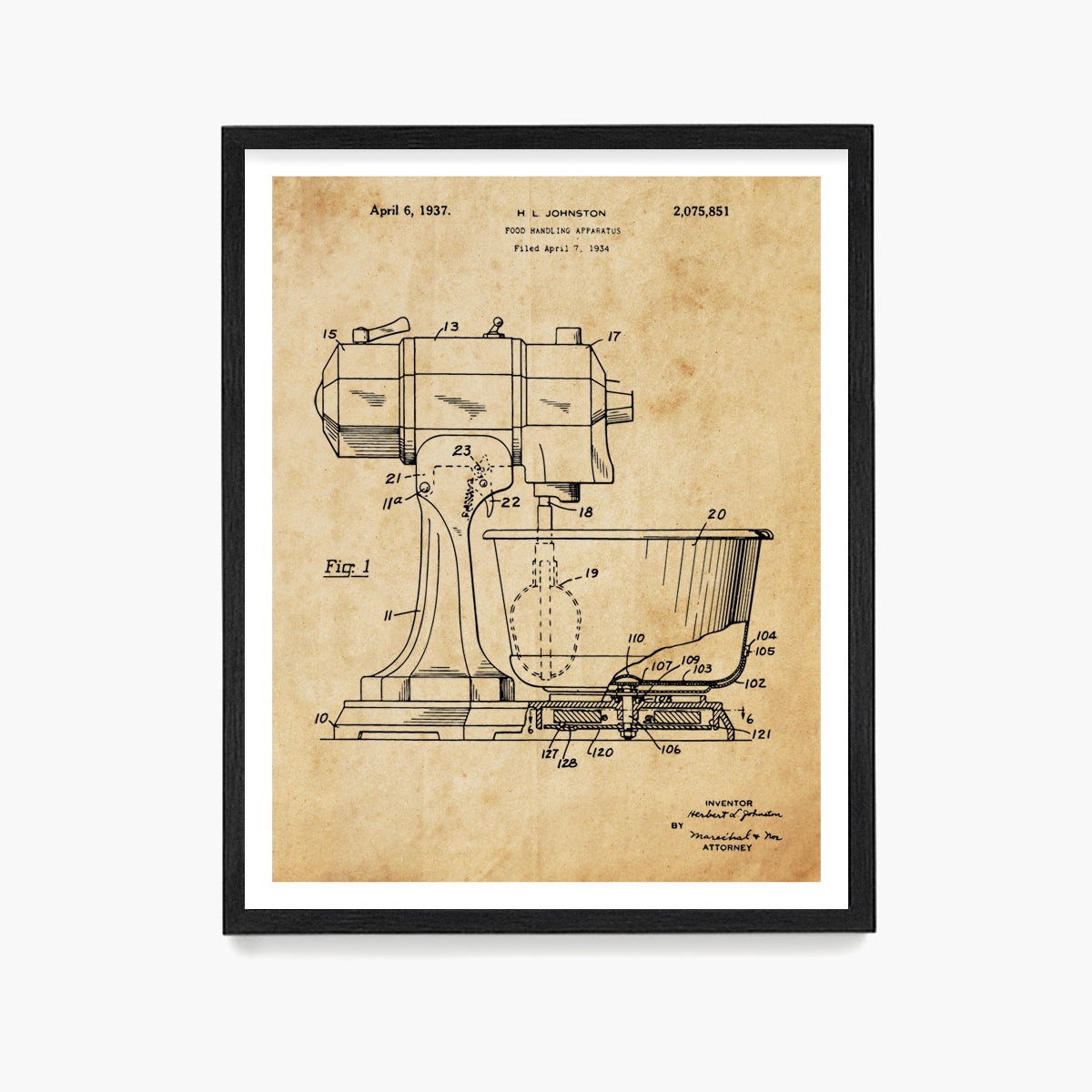 Baking Patent Poster, Kitchen Aid Patent, Kitchen Wall Art