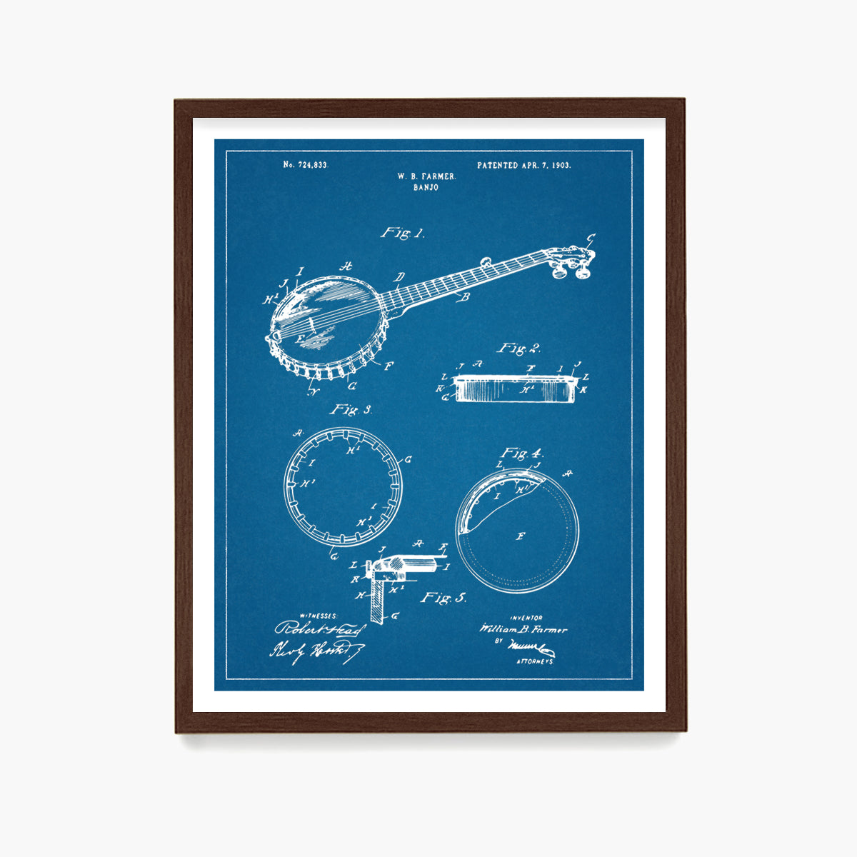 Banjo Patent Poster, Bluegrass Patent Wall Art, Music Room Decor