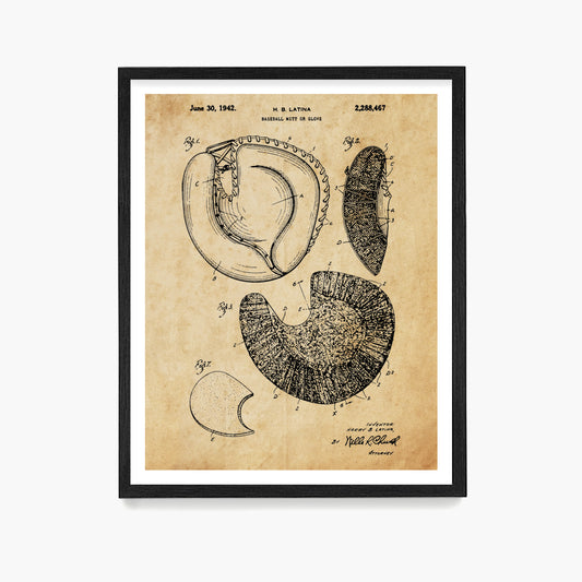 Baseball Catchers Mit Patent Poster, Baseball Wall Art