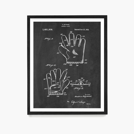 Baseball Glove Patent Poster, Baseball Wall Art